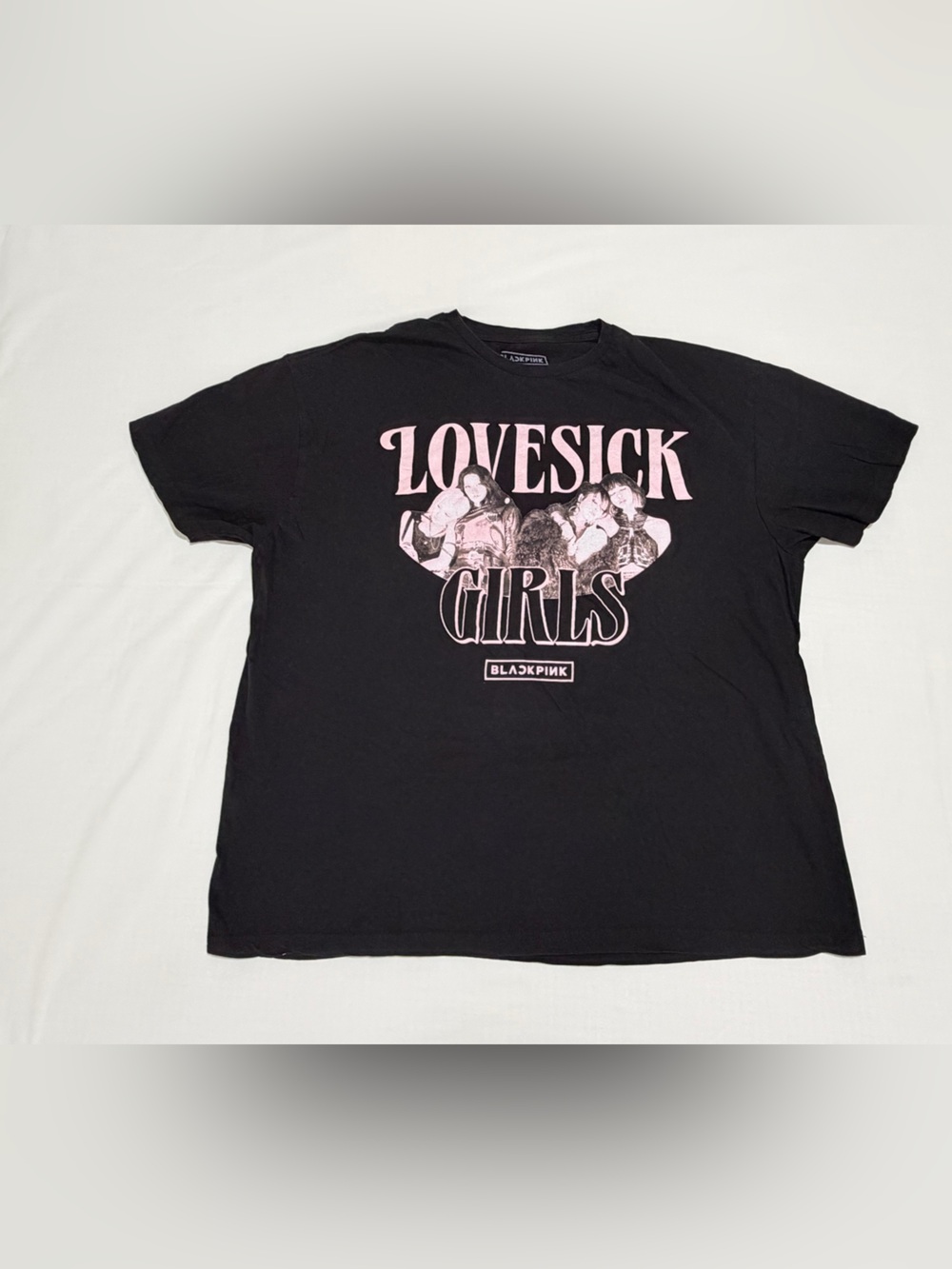 Lovesick Girls Black Short Sleeve Tee - Pink Print